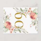 水彩画のばら色及びエレガントな原稿の第60誕生日 インビテーションポストカード (裏面)