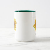 水彩画のひまわりモノグラム名前 ツートーンマグカップ (中央)