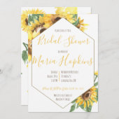 水彩画のひまわり ブライダルシャワー 招待状 (正面/裏面)