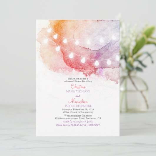 水彩画のひもはエレガントなリハーサルの夕食をつけます 招待状 (スタンド正面)