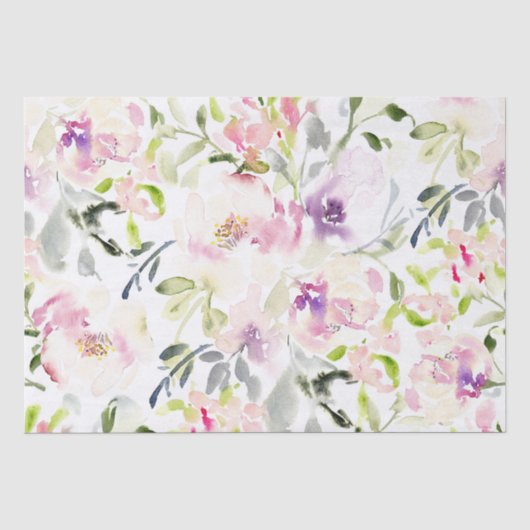 水彩画のふんわりとした春の花  薄葉紙 (正面)