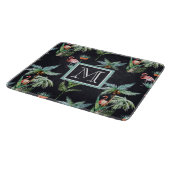 水彩画のやしパターン|はあなたのイニシャルを加えます カッティングボード (角)