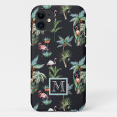 水彩画のやしパターン|はあなたのイニシャルを加えます Case-Mate iPhoneケース (裏面)