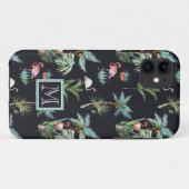 水彩画のやしパターン|はあなたのイニシャルを加えます Case-Mate iPhoneケース (裏面(横))