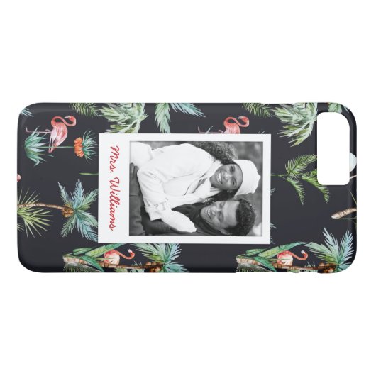 水彩画のやしパターン|はあなたの写真を加えましたり及び示します Case-Mate iPhoneケース (裏面(横))