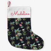 水彩画のやしパターン|はあなたの名前を加えます スモールクリスマスストッキング (正面)