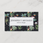 水彩画のやしパターン|モノグラム 名刺 (正面)