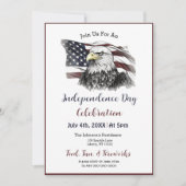 水彩画のようなアメリカ独立記念日パーティー 招待状 (正面)
