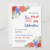 水彩画のようなアメリカ独立記念日ブランチ 招待状 (正面)