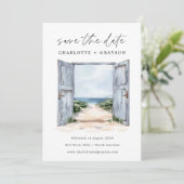 水彩画のようなオーシャンビーチウェディング セーブザデート (スタンド正面)