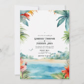 水彩画のようなカリブの目的地ウェディング 招待状 (正面)