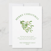水彩画のようなクリスマスの赤い実の枝 新緑 シーズンカード (正面)