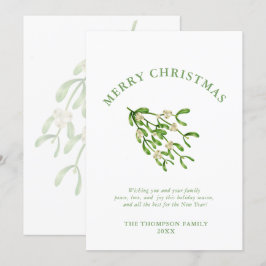 水彩画のようなクリスマスの赤い実の枝　緑の葉 シーズンカード