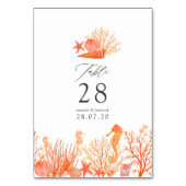 水彩画のようなコーラルカラーが生き生きとしたビーチウェディング テーブルナンバー (裏面)