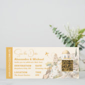 水彩画のようなサントリーニ島でのデスティネーションウェディング 招待状 (スタンド正面)