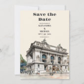 水彩画のようなニューヨークでの目的地ウェディング セーブザデート (正面)