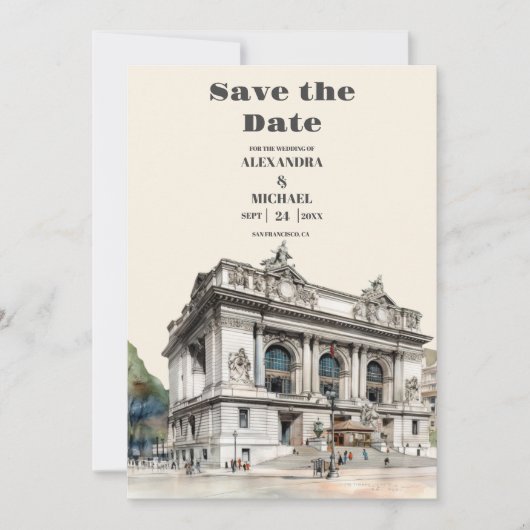 水彩画のようなニューヨークでの目的地ウェディング セーブザデート (正面)