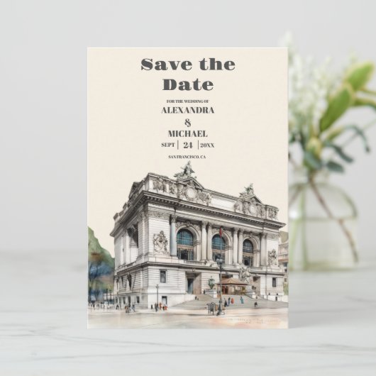 水彩画のようなニューヨークでの目的地ウェディング セーブザデート (スタンド正面)