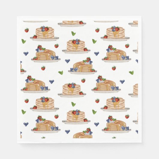 水彩画のようなパンケーキ ベリー Breakfast ブランシュ スタンダードランチョンナプキン (正面)