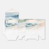 水彩画のようなビーチの波の素朴な海岸ウェディング フェイバーボックス (折り畳みなし)