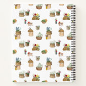 水彩画のようなファーマーズマーケットの花のカートを描くレシピ ノートブック (裏面)