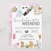 水彩画のようなプリンセスのための週末独身パーティーへの招待 招待状 (正面/裏面)