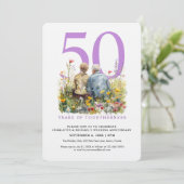 水彩画のような優しい二人の愛ロマンス ウェディング アニバーサリー 招待状 (スタンド正面)