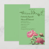 水彩画のような優しい自然の緑の世界に、華やかな芍薬の花が咲き乱れるウェディング 招待状 (正面/裏面)