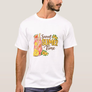 水彩画のような夏の飲み物 Tシャツ