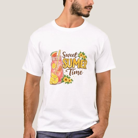 水彩画のような夏の飲み物 Tシャツ (正面)