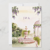 水彩画のような夢見る緑の庭でのエレガントなウェディング セーブザデート (裏面)