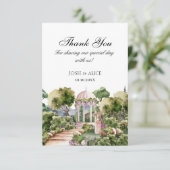 水彩画のような夢見る緑の庭園 エレガント サンキューカード (スタンド正面)