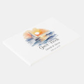 水彩画のような帆船と夕焼けの海のウェディング ゲストブック (コーナー)