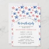 水彩画のような愛国的な7月4日パーティー 招待状 (正面)