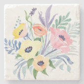 水彩画のような春の花束 ストーンコースター (正面)
