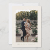 水彩画のような湖の写真を使ったウェディング 招待状 (裏面)