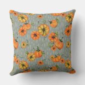 水彩画のような秋のオレンジ色/グレージュのトマト クッション (裏面)