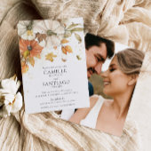 水彩画のような素朴な秋の写真 ウェディング招待状 招待状