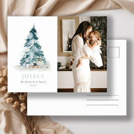 水彩画のような美しい松の木のクリスマスツリーのプレゼントの写真 シーズンポストカード