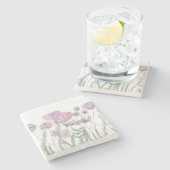 水彩画のような野生の花が咲き乱れる ストーンコースター (横)