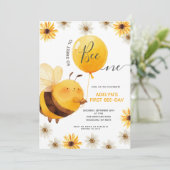 水彩画のように優しい Bee ONE 誕生日パーティー 招待状 (スタンド正面)