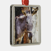 水彩画のろば メタルオーナメント (右)