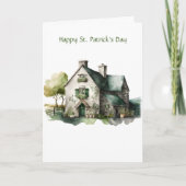 水彩画のアイリッシュストーン農家　セントパトリックデー カード (正面)