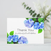 水彩画のアジサイの花の死別は感謝していしています サンキューカード (スタンド正面)