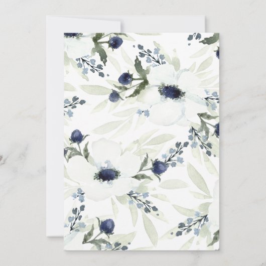 水彩画のアネモネの結婚式招待状のデザイン 招待状 (裏面)