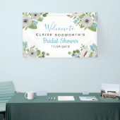 水彩画のアネモネの青い花柄|のブライダルシャワー 横断幕 (トレードショー)