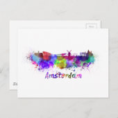 水彩画のアムステルダムのスカイライン ポストカード (正面/裏面)
