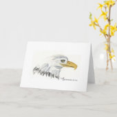 水彩画のアメリカのワシの頭注カード カード (黄色い花)