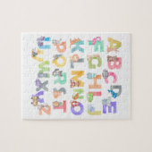 水彩画のアルファベット動物 ジグソーパズル (横)