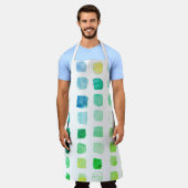 水彩画のアーティストグリーン エプロン (着用した状態)